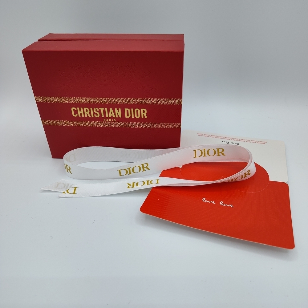 Christian Dior Red Gift Box Ribbon Card Set Authentic Luxury Packaging Storage